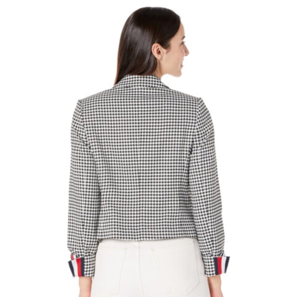 Three-Button Cropped Checkered Blazer - image 5